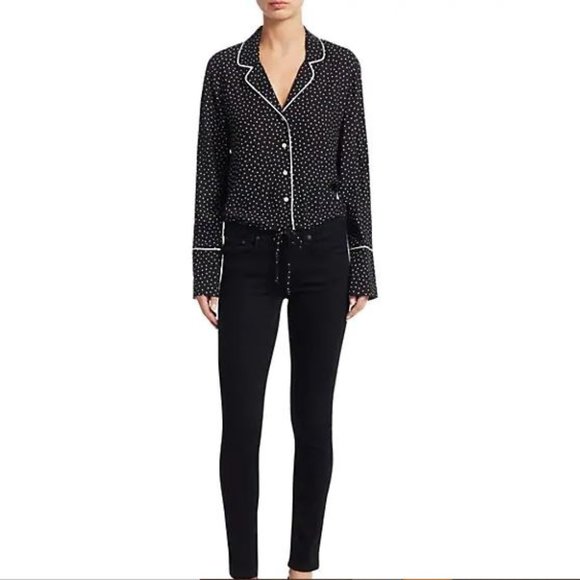 Scripted Polka Dot Crop Longsleeve Top from Saks NWT - Picture 2 of 8